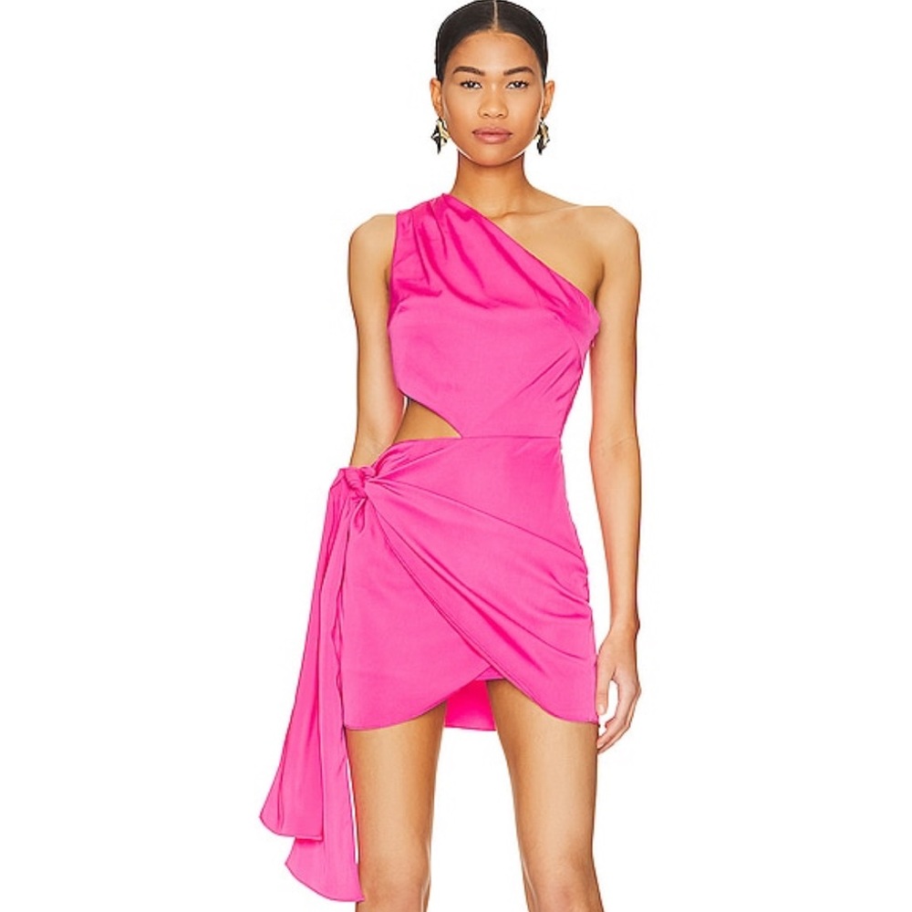 superdown Pink One-Shoulder Mini Dress